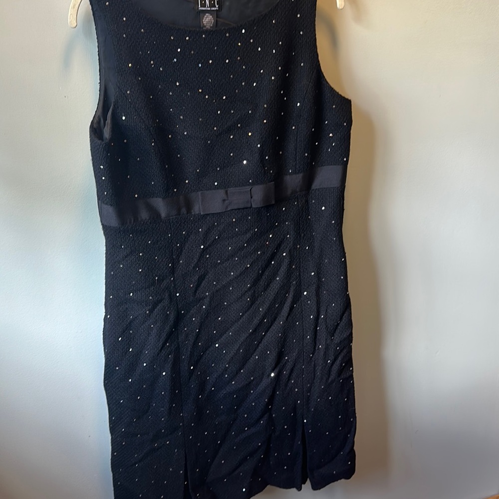 Gorgeous never worn new black wool sequined dress size 14. Black bowed ribbon mi